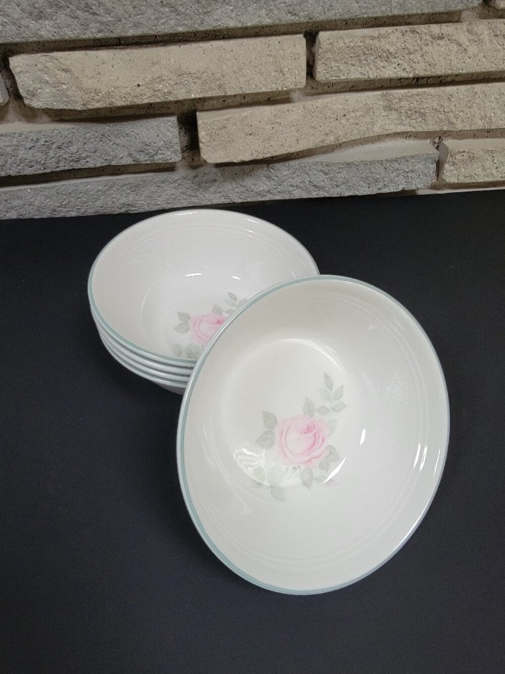 5x Royal Doulton cereal bowls Fresh Flowers Piccadilly Lambethware pink rose